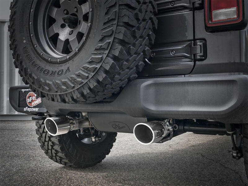aFe Rebel Series 2.5in 304 SS Cat-Back Exhaust w/ Polished Tips 2018+ Jeep Wrangler (JL) V6 3.6L - 49-38066-P