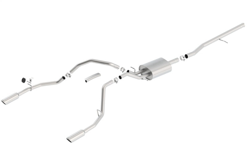 Borla 14 Silv/Sierra 1500 C/B Touring Exhaust /2.75in in Muffler 2.25inout 4inTIp SS Rear Exit - 140535
