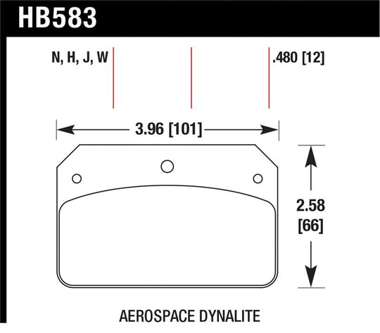 Hawk DR-97 Brake Pads for Aerospace Dynalite Caliper w/ 0.218in Center Hole - HB583J.480