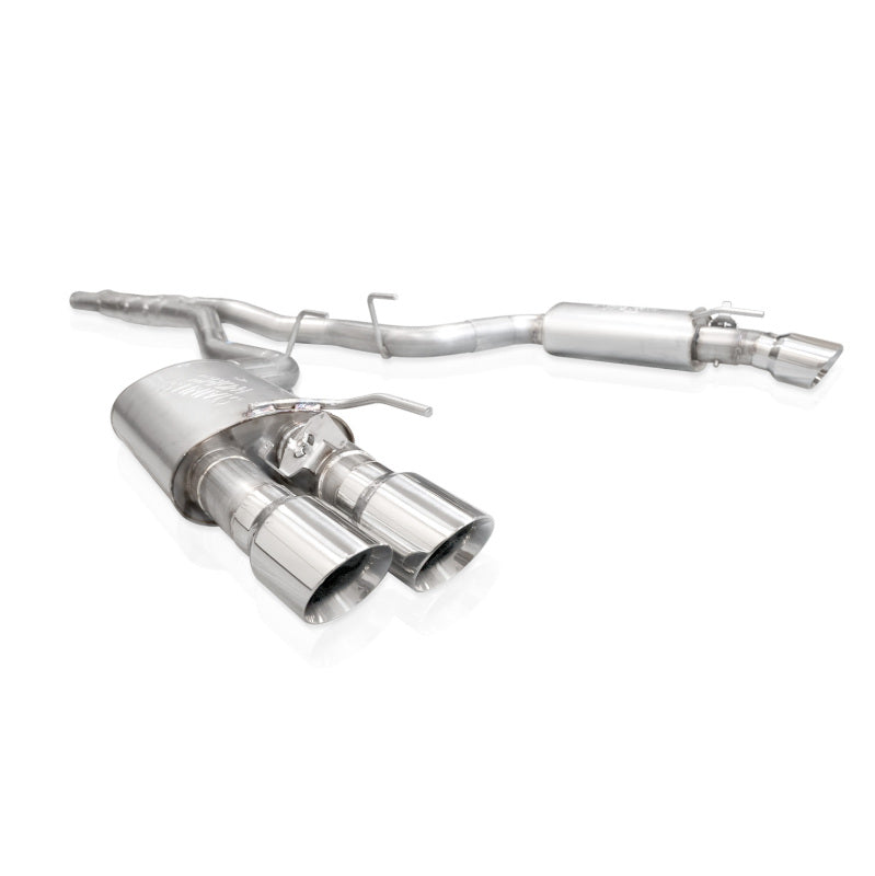 Stainless Works 2024 Mustang GT Catback Quad Tips Redline Sound X-Pipe Factory Connect Exhaust - M24QUADXFCR