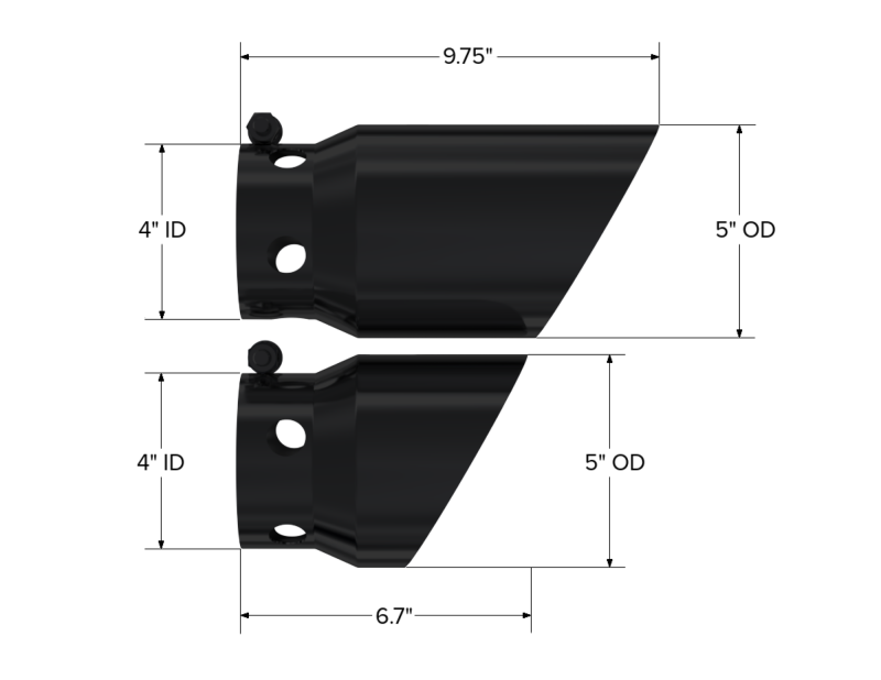 MBRP 2008+ Ford F250/350/450 6.4 L 4 inlet 5 Tip Cover Set - 6.75in and 9.75in Length - Black - T5111BLK