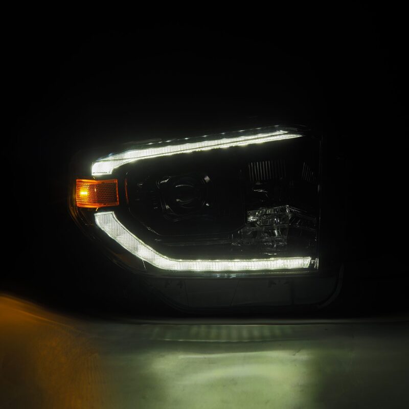 AlphaRex 14-21 Toyota Tundra LUXX-Series LED Proj Headlights Alpha-Blk w/Actv Light & Seq. Sig + DRL - 880836