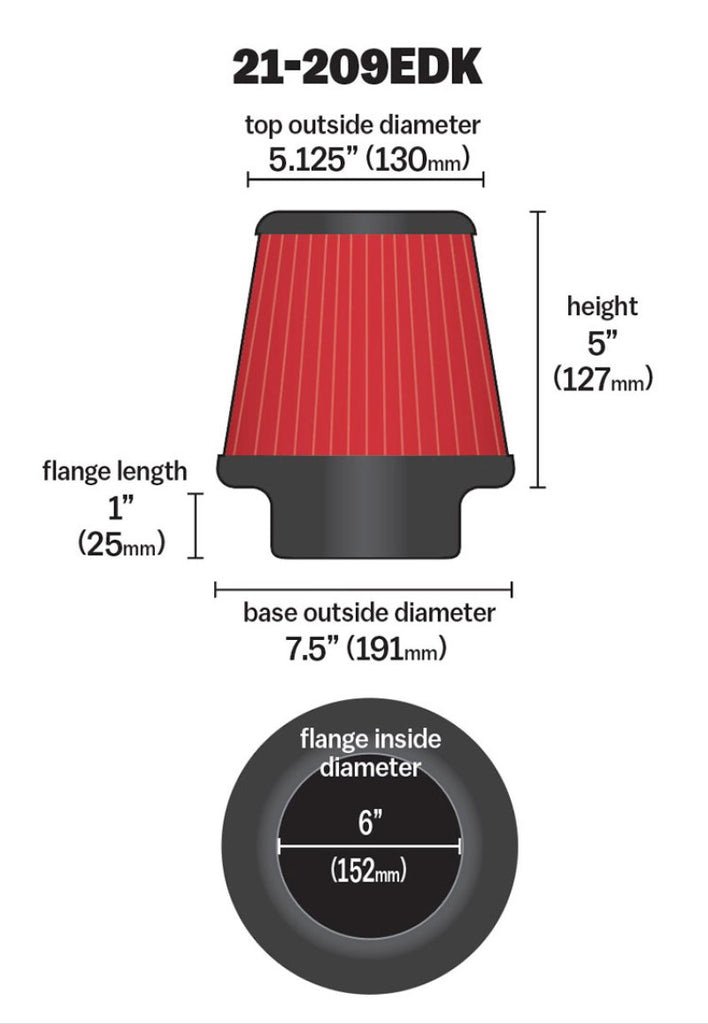 AEM 6 in Short Neck 5 in Element Filter - 21-209EDK