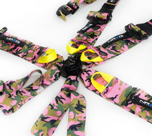 Load image into Gallery viewer, NRG FIA 6pt 2in. Shoulder Belt for HANS Device/ Rotary Cam Lock Buckle/ 3in. Waist Belt - Pink Camo - SBH-HRS6PCPKCAMO