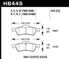 Load image into Gallery viewer, Hawk 02-06 Mini Cooper / Cooper S HP+ Street Rear Brake Pads - HB445N.610