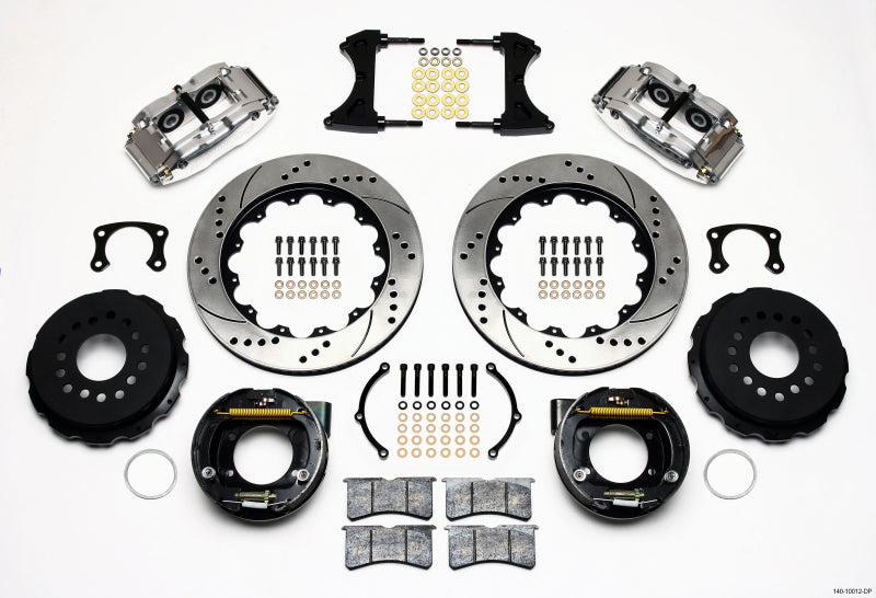 Wilwood Narrow Superlite 4R Rear P-Brk Kit 14.00in Drilled Polished New Big Ford 2.50in Offset - 140-10012-DP