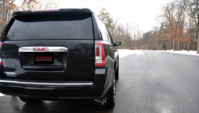 Corsa 2015-2020 GMC Yukon Denali 6.2L V8 Single Side Exit Cat-Back Exhaust w/ Polished Black Tips - 14826BLK