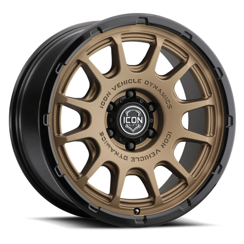 ICON Alloys Rancho 20x9 / 6x5.5 / 16mm / 5.625in BS Satin Bronze w/ Gloss Black Lip Wheel - 8420909056SBGB