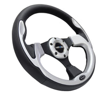 Load image into Gallery viewer, NRG Reinforced Steering Wheel (320mm) Blk w/Silver Trim &amp; 5mm 3-Spoke - RST-001SL
