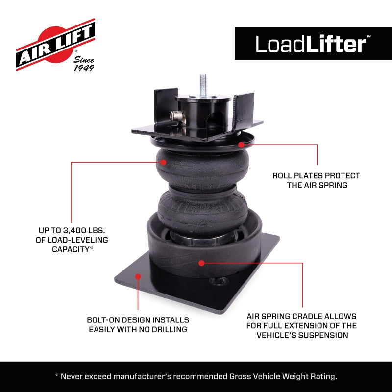 Air Lift 20-25 Jeep Gladiator (4WD) LoadLifter 5000 Air Spring Kit w/ Cradle - 57415