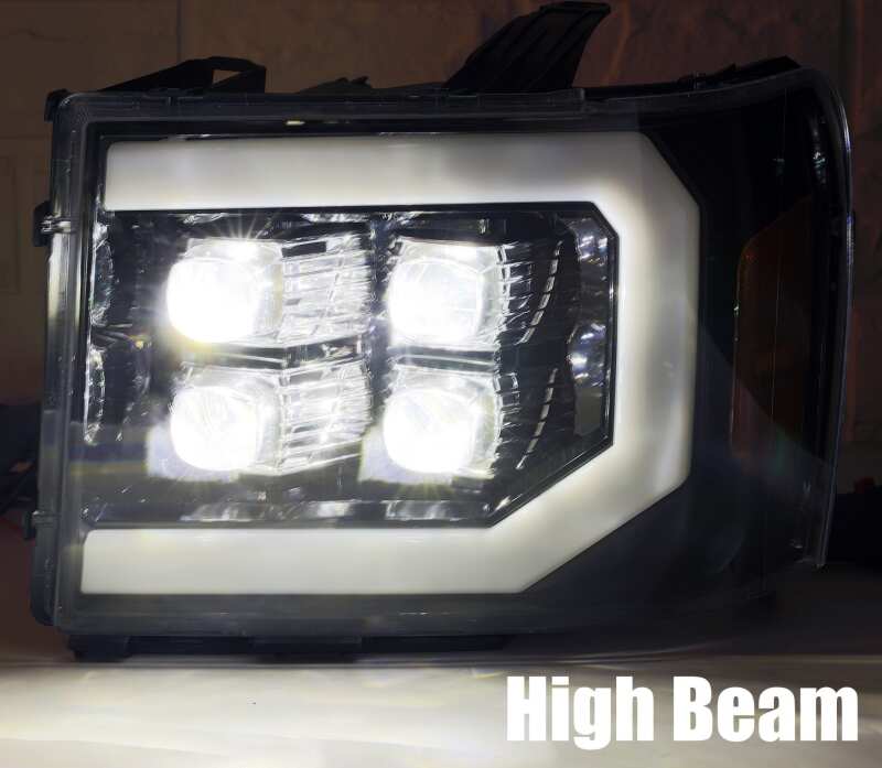 AlphaRex 07-13 GMC 1500HD NOVA LED Proj Headlight Plank Style Gloss Blk w/Activ Light/Seq Signal/DRL - 880609