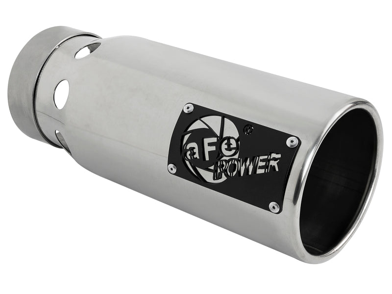 aFe SATURN 4S 4in SS Intercooled Exhaust Tip - Polished 4in In x 5in Out x 12in L Bolt-On - 49T40501-P122