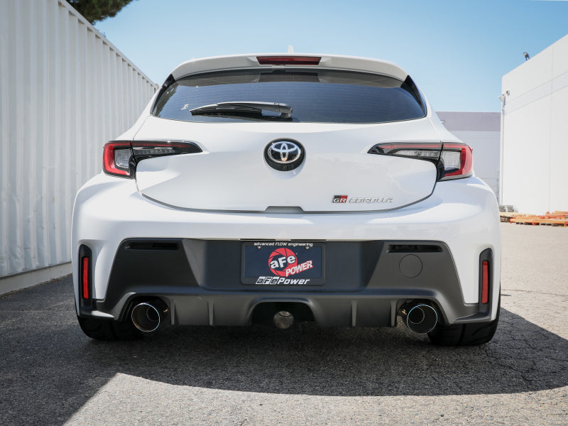 aFe 23-24 Toyota GR Corolla L3 1.6L (t) Gemini XV 3in to 2-1/2in Cat Back Exhaust w/ Blue Flame Tips - 49-36067-L