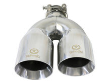 Load image into Gallery viewer, aFe Takeda 2.5in 304 Stainless Steel Clamp-on Tip Passenger Side 2.5in Inlet 4inDual - Polished - 49T25484-P121