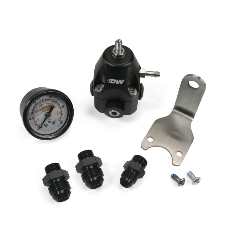 DeatschWerks DWR1000C AFPR + Pressure Gauge + 6AN & 8AN fittings - Anodized Black - 6-1002-FRB-86
