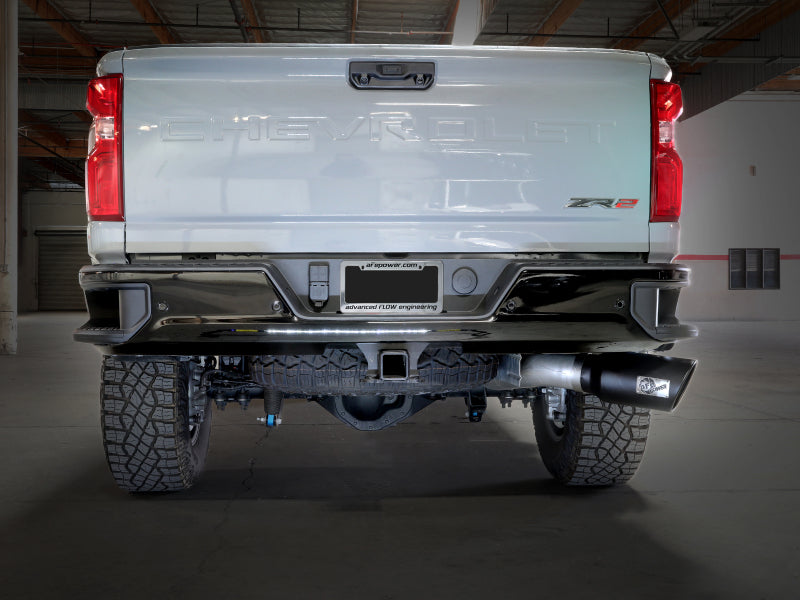 aFe Large Bore-HD 5in 409SS DPF-Back Exhaust System w/Blk Tip 24-25 GM Diesel Trucks V8-6.6L(td) L5P - 49-44147-B