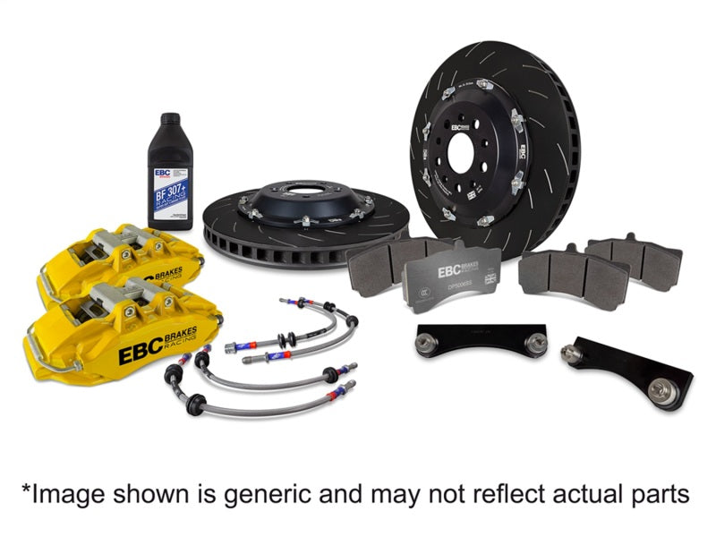 EBC Racing 17-21 Honda Civic Type-R (FK8) Yellow Apollo-6 Calipers 380mm Rotors Front Big Brake Kit - BBK037YEL-1