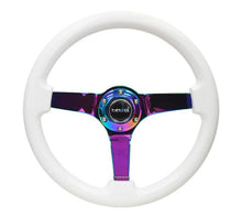 Load image into Gallery viewer, NRG Reinforced Steering Wheel (350mm / 3in. Deep) Classic White w/4mm Neochrome Solid 3-Spoke - RST-036WT-MC