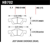 Hawk 11-12 Dodge Durango / 11-12 Jeep Grand Cherokee LTS Rear Street Brake Pads - HB702Y.662