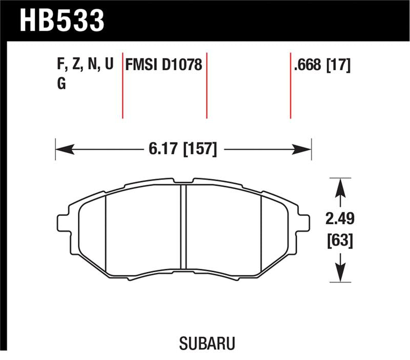 Hawk 05-08 LGT D1078 DTC-60 Race Front Brake Pads - HB533G.668