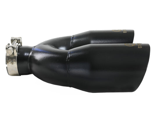 aFe Takeda 2.5in 304 Stainless Steel Clamp-on Exhaust Tip Passenger Side 2.5in Inlet 4inDual - Black - 49T25484-B121