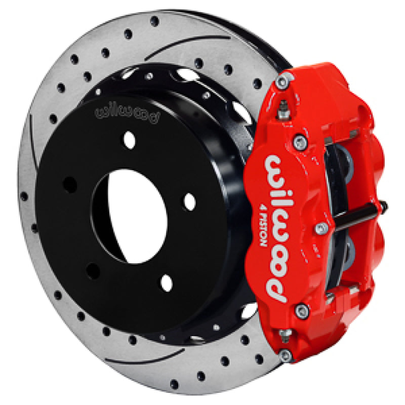 Wilwood 88-98 Chevy Silverado Superlite 4R 12.88x1.10in Drill/Slot Rear Drum to Disc Conv. - Red - 140-17542-DR