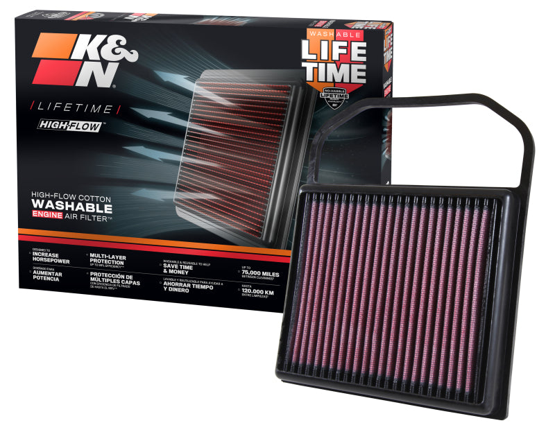 K&N Replacement Air Filter for 15-16 Mercedes Benz C400 3.0L / E320 / GL450 / ML400 (2 Required) - 33-5032