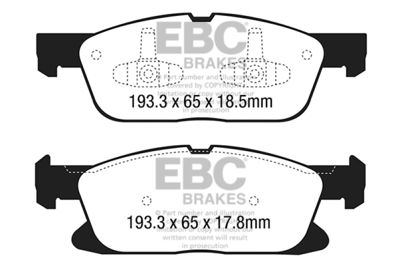 EBC 15+ Ford Edge 2.0 Turbo FWD Greenstuff Front Brake Pads - DP23046