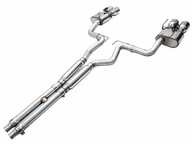 AWE 2024 Ford Mustang Dark Horse S650 RWD SwitchPath Cat-Back Exhaust w/ Quad Chrome Silver Tips - 3025-42375