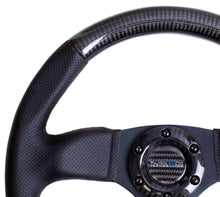 Load image into Gallery viewer, NRG Carbon Fiber Steering Wheel (320mm) Flat Bottom &amp; Leather Trim w/Black Stitching - ST-009CFBS