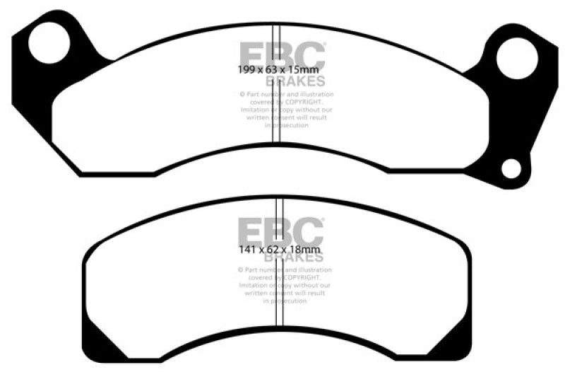 EBC 83-93 Ford Mustang 2.3 (Rear Rotors) Yellowstuff Front Brake Pads - DP41166R