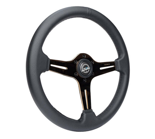 NRG Light Weight Gaming Steering Wheel - Blitz 350mm 3 Rose Gold Spokes Slits - Leather - No Dish - ST-018RG-PR