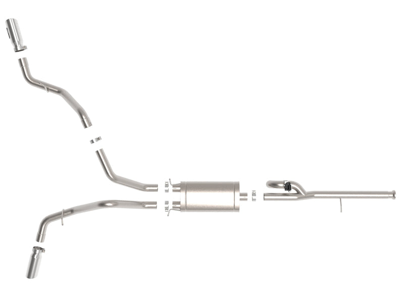 aFe Gemini XV 3in 304SS CB Exhaust w/ Cutout 14-19 GM Trucks 4.3/5.3L w/ Pol Tips - CrewCab/Extended - 49-34132-P