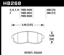 Load image into Gallery viewer, Hawk 03-04 G35/03-05 G35X/ 02-05 350z w/o Brembo HP+ Street Front Brake Pads - HB268N.665