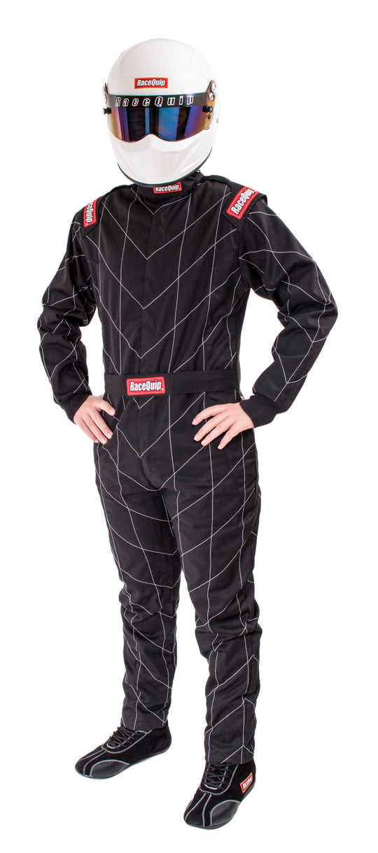 RaceQuip Black Chevron-1 Suit - SFI-1 M Tall - 130904