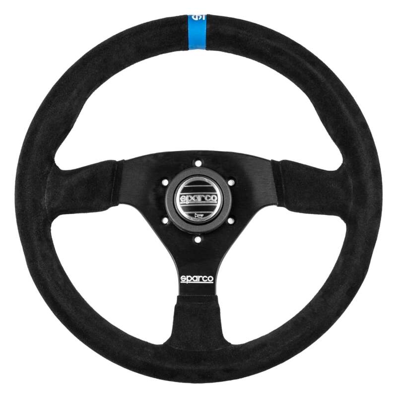 Sparco Steering Wheel 383 Suede Black w/ Logo - 015R383PSNLOGO