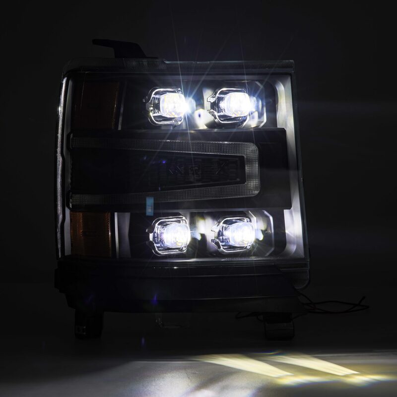 AlphaRex 16-18 Chevy 1500HD NOVA-Series LED Proj Headlights BK w/Actv Lgt/SeqSig & DRL (Req 810023) - 880237