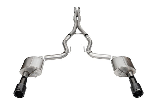 Corsa 2024+ Ford Mustang GT 5.0L V8 Xtreme 4.5 Cat-Back Duel Rear w/ 4.5 In Carbon Fiber Tips - 21251CFBLK