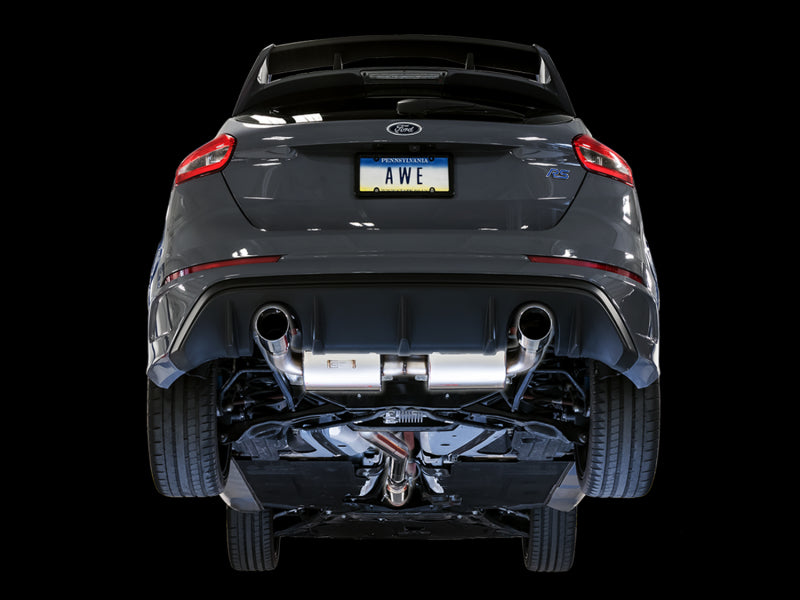 AWE Tuning Ford Focus RS Touring Edition Cat-Back Exhaust- Resonated - Chrome Silver Tips - 3020-32036