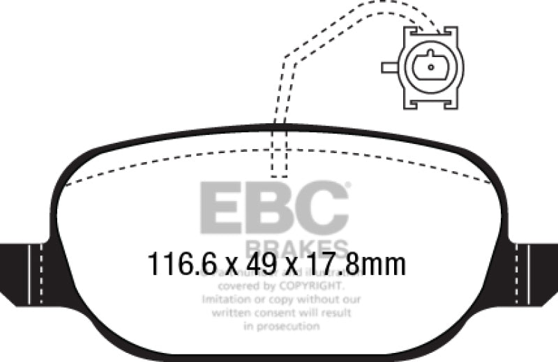 EBC 2014+ Alfa Romeo 4C 1.75 Turbo Greenstuff Rear Brake Pads - DP22236