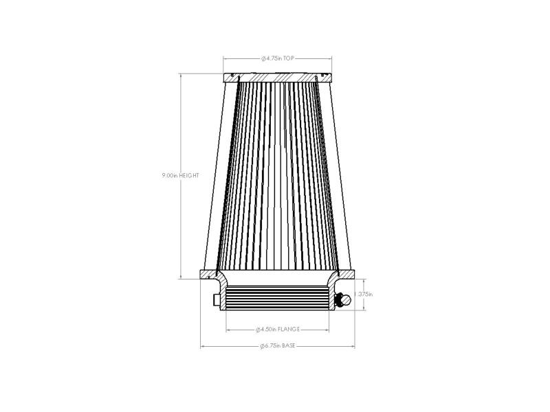 aFe POWER Universal Clamp-On Air Filter w/ D2 Dura-Dry Media - 4.5in F x 7in B x 4.75in T x 9in H - 21-45005V