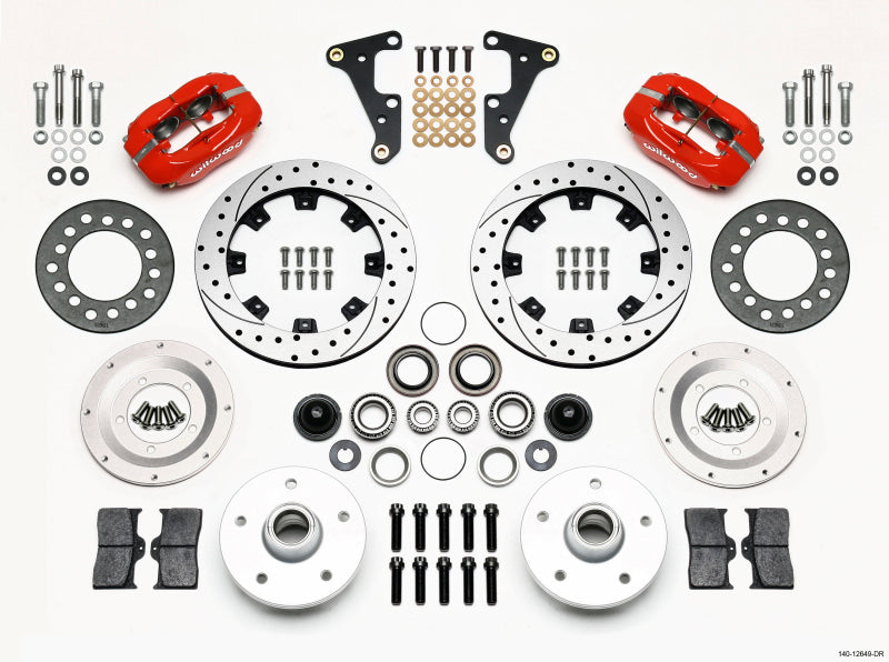 Wilwood Forged Dynalite Front Kit 11.75in Drilled Red 41-55 Cadillac - 140-12649-DR