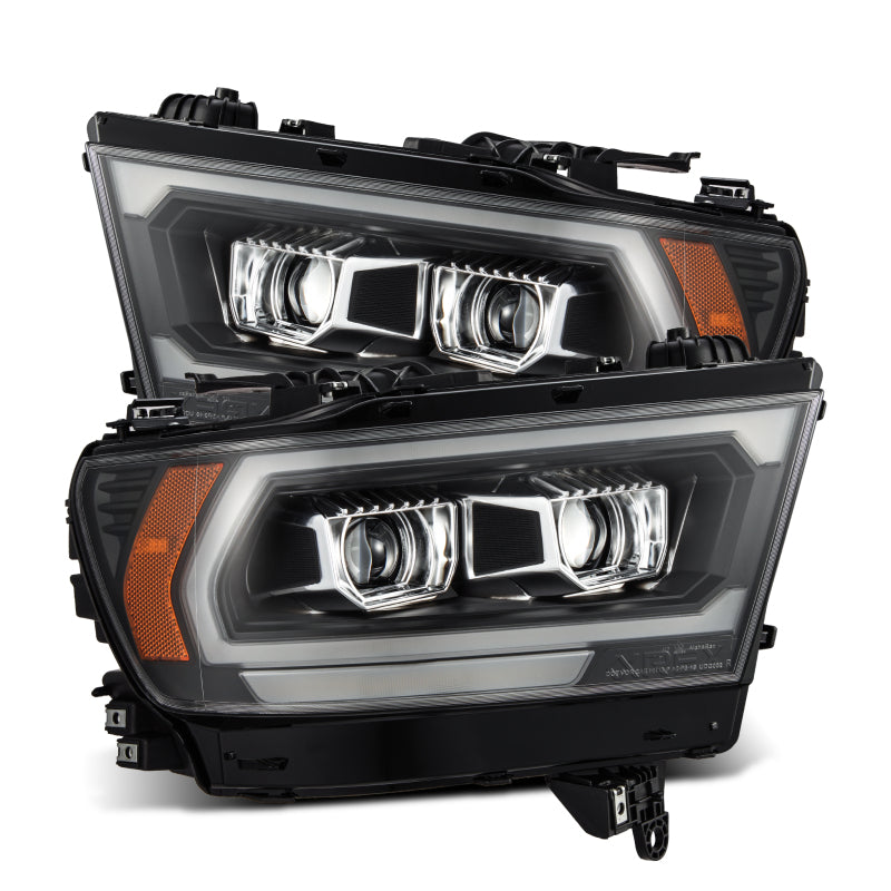 AlphaRex 19-22 Dodge Ram 1500 LUXX LED Proj Headlights Black w/Seq Activation Light/Seq Signal/DRL - 880576