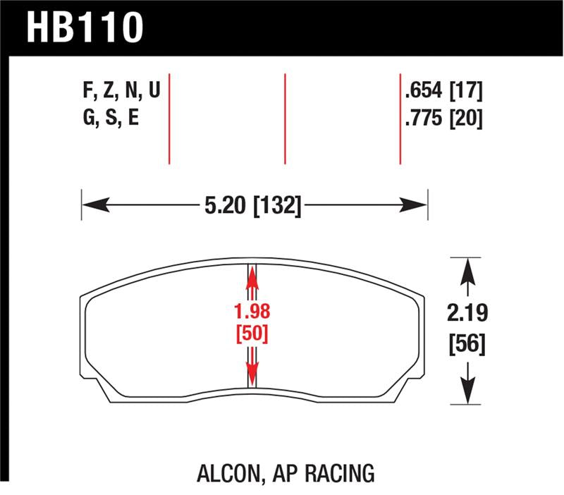 Hawk AP CP3307 / CP5040 / CP5200 Caliper DTC-70 Race Brake Pads - HB110U.654