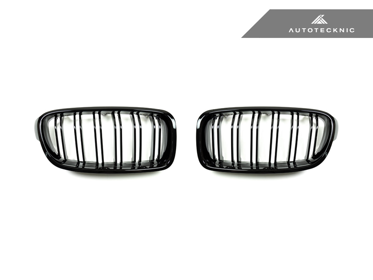 AutoTecknic Dual-Slat Glazing Black Front Grille Set - F30 3-Series