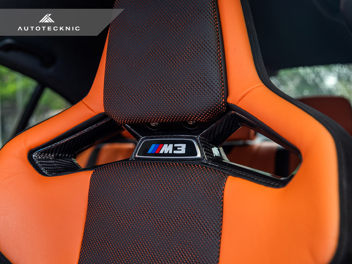 AutoTecknic Dry Carbon Fiber Seat Belt Outlet 4-Piece Front + Rear Cover Set - BMW G8X M2 / M3 / M4