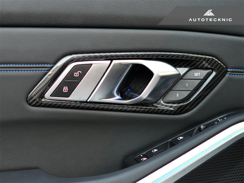 AutoTecknic Dry Carbon Interior Door Handle Trim Set - BMW G80 M3