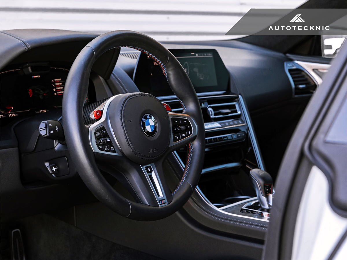 AutoTecknic Replacement Carbon Steering Wheel Top Cover - BMW F90 M5