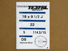 Load image into Gallery viewer, Volk Racing TE37 Saga SL 18x9.5 5x114.3 +22 Diamond Silver (Set of 4)