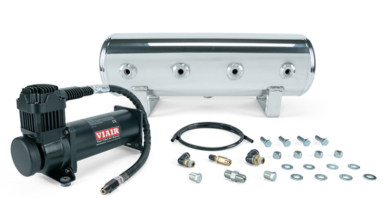 Air Lift 2.5 Gal. Polished Tank w/ Viair 444b Blk Compressor (Incl. Fittings & Mounting Hardware) - 27805